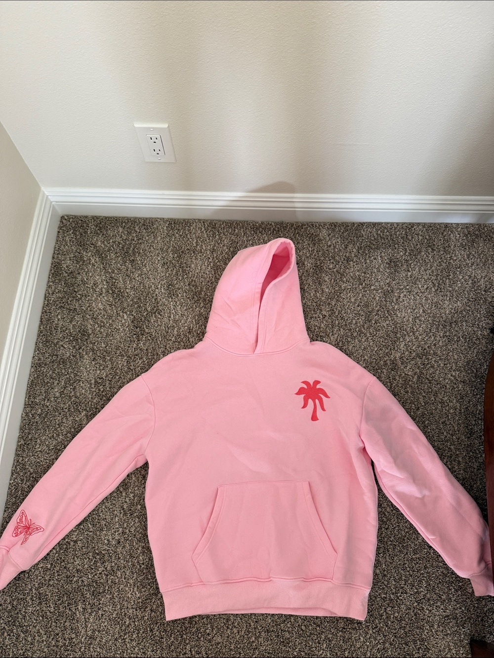 Pink Palm Puff butterfly sweatshirt - Picture 2 of 2